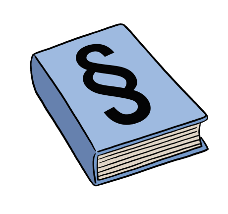 Ein blaues Buch mit großem Paragraphenzeichen.